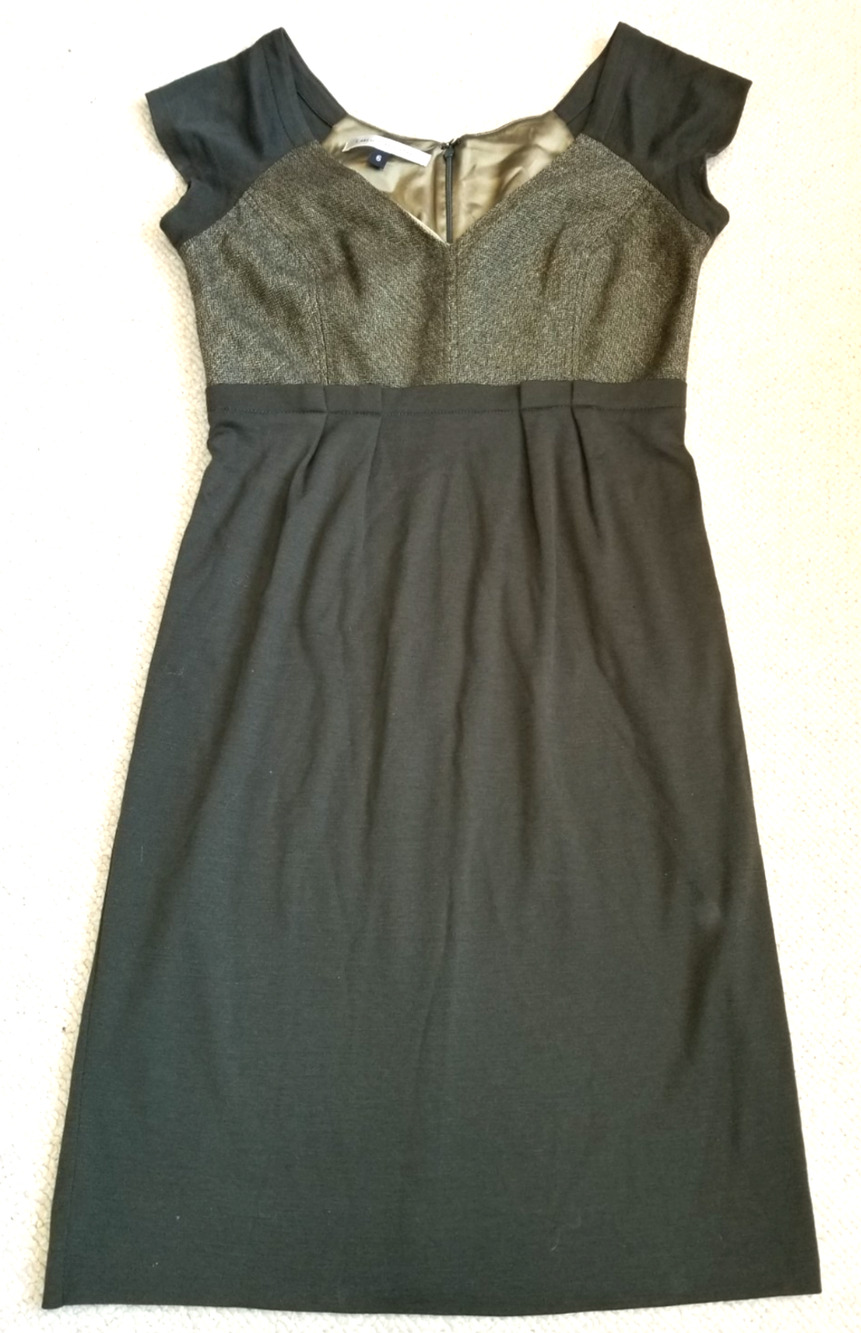 Womens Dress-DIANE VON FURSTENBERG-green wool knit skirt/herringbone Old Money-6